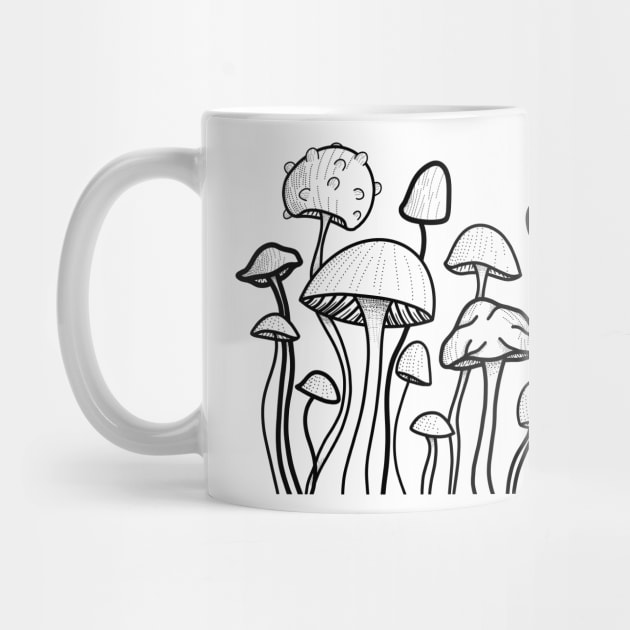 Mushrooms line art by LeighsDesigns